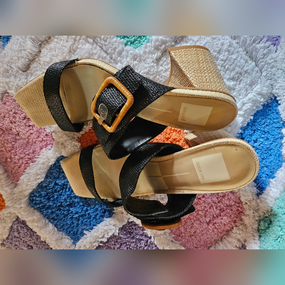 DOLCE VITA Posy Heels in black Raffia sz8 - Picture 3 of 8